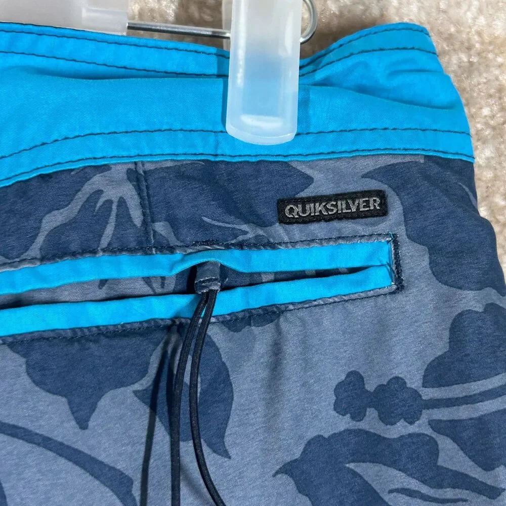 Quiksilver Amphibians Shorts Mens Small Blue Floral Hybrid Boardwalk Swim